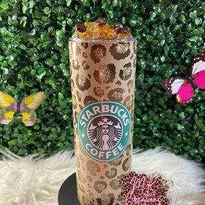 Starbucks Leopard Print Tumbler - Brown and Gold